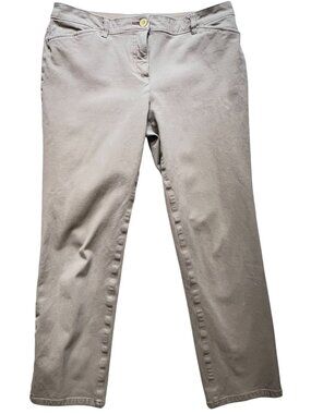 So Slimming By Chico's Women's Chino Pants Flat Front Size 2 US 12 khaki Pockets
